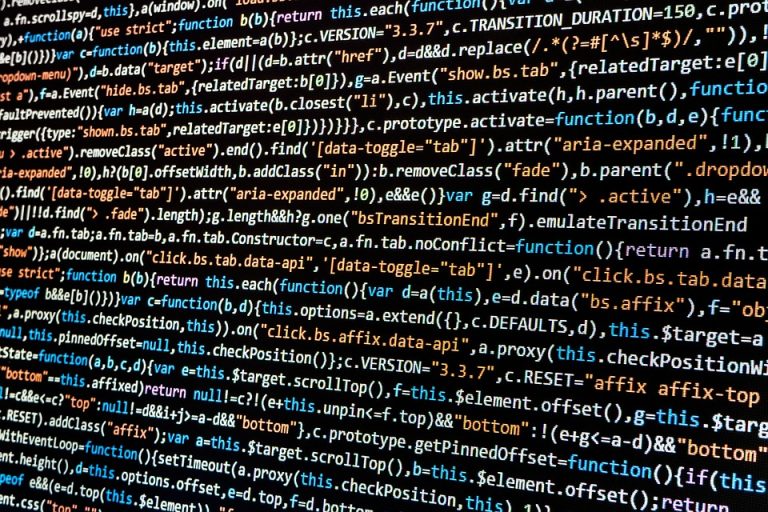 A close-up of computer code displayed on a screen